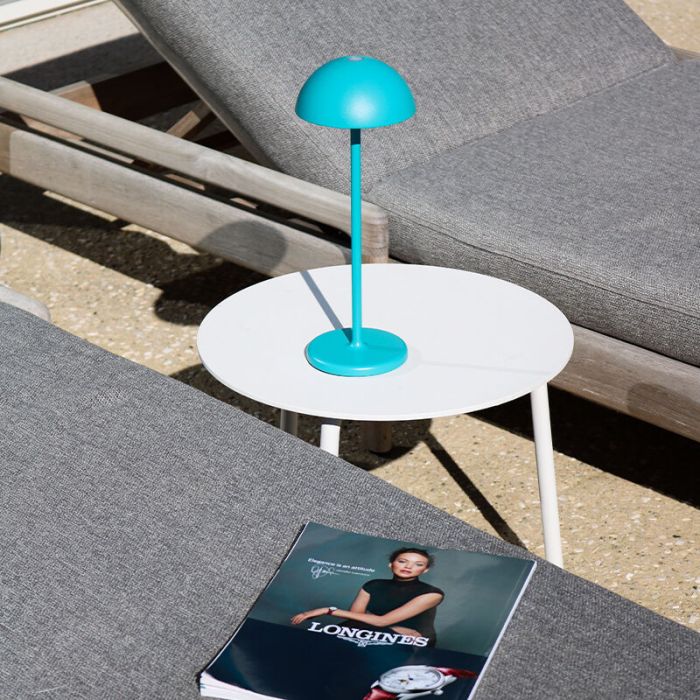 Blaue Außen Tischleuchte Retro, Joy, 1,5W, 3000K LED, IP54, mit Touch-Dimmer
