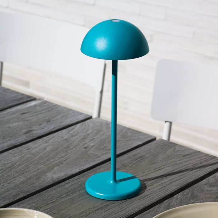 Blaue Außen Tischleuchte Retro, Joy, 1,5W, 3000K LED, IP54, mit Touch-Dimmer
