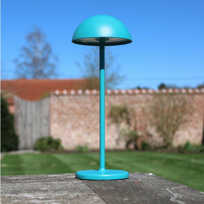 Blaue Außen Tischleuchte Retro, Joy, 1,5W, 3000K LED, IP54, mit Touch-Dimmer