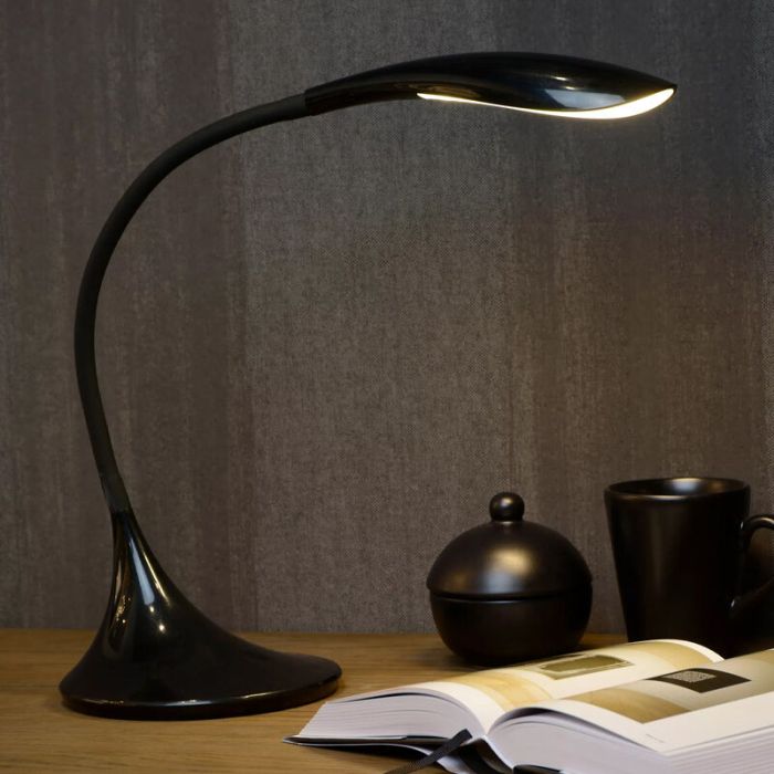 Schwarze Schreibtischlampe Modern, Emil, 4,5W, 3000K LED, mit Schalter