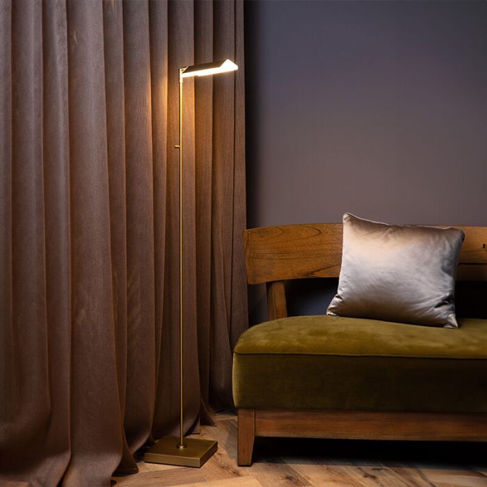 Messing Leselampe Stehlampe Modern, Aaron, 12W, 2700K LED, mit Touch-Dimmer