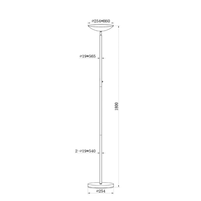 Schwarze Leselampe Stehlampe Modern, Zenith, 20W, 3000K LED, mit Touch-Dimmer