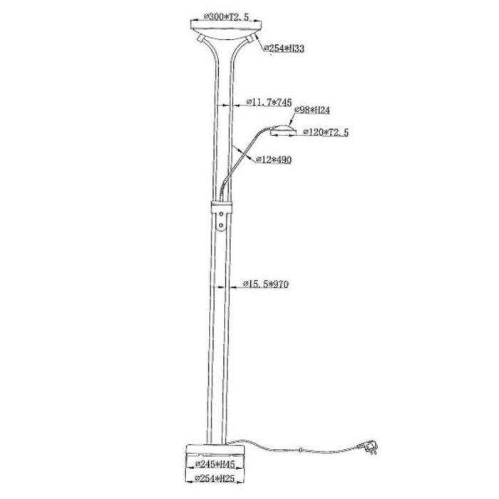 Bronze Leselampe Stehlampe Modern, Champion, 20W, 3000K LED, mit Schalter