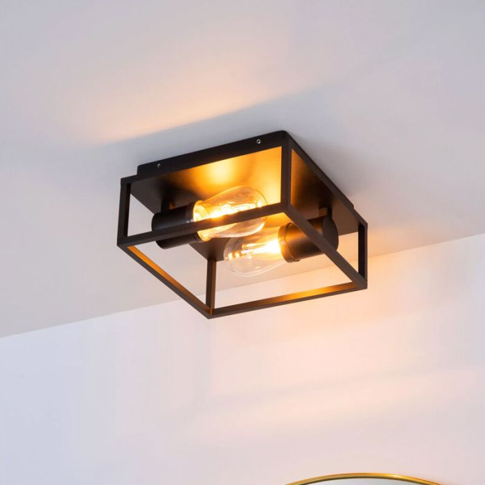 Schwarze Deckenlampe Modern, Carlyn, IP54