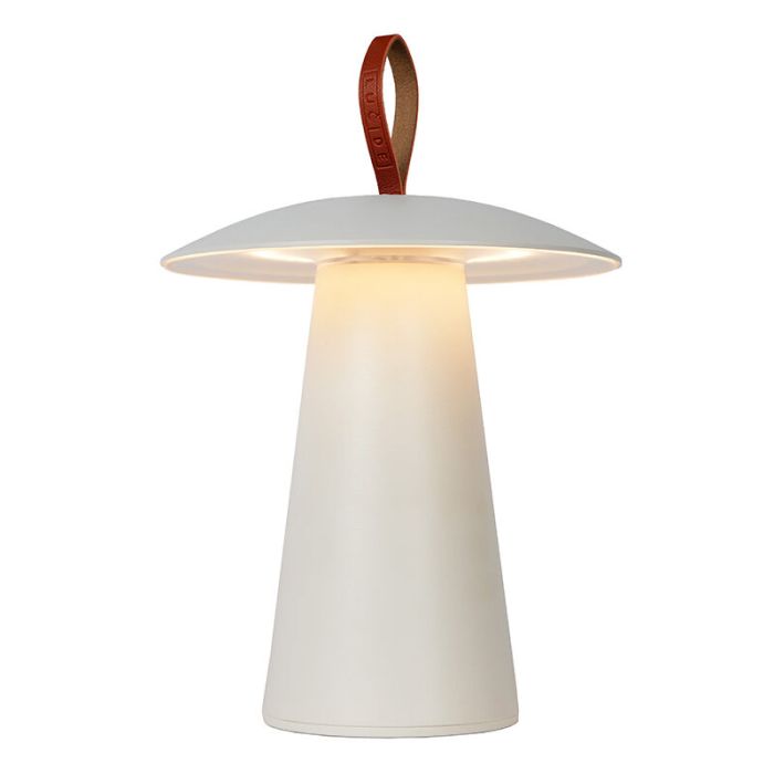 Weiße aufladbare Außen Tischlampe Modern, La Donna, 2W, 2700K LED, IP54, mit Schalter