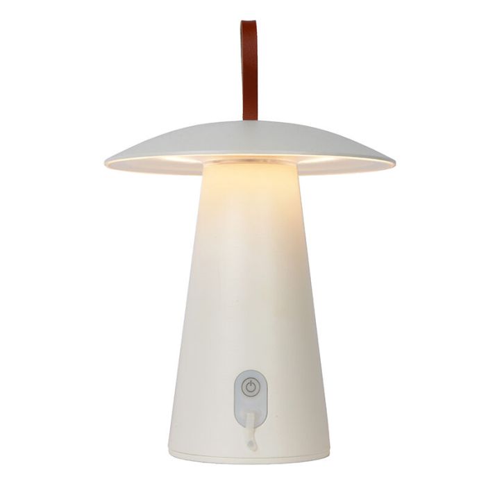 Weiße aufladbare Außen Tischlampe Modern, La Donna, 2W, 2700K LED, IP54, mit Schalter