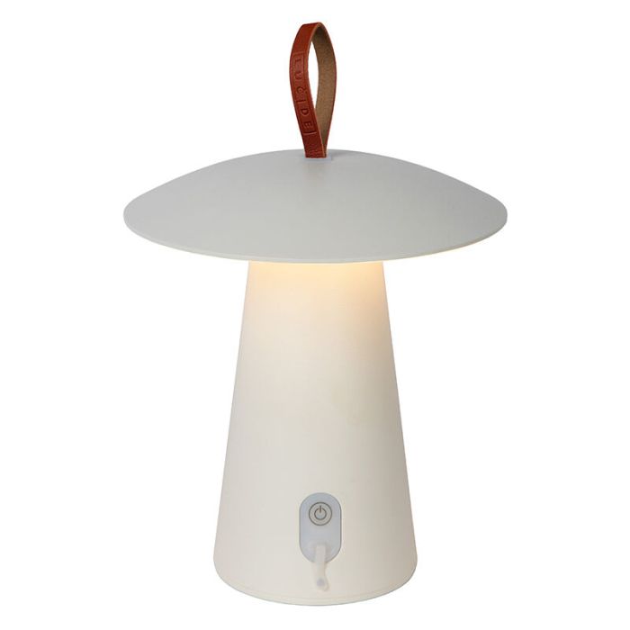 Weiße aufladbare Außen Tischlampe Modern, La Donna, 2W, 2700K LED, IP54, mit Schalter