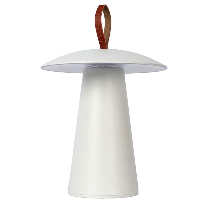 Weiße aufladbare Außen Tischlampe Modern, La Donna, 2W, 2700K LED, IP54, mit Schalter