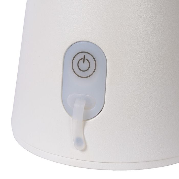 Weiße aufladbare Außen Tischlampe Modern, La Donna, 2W, 2700K LED, IP54, mit Schalter