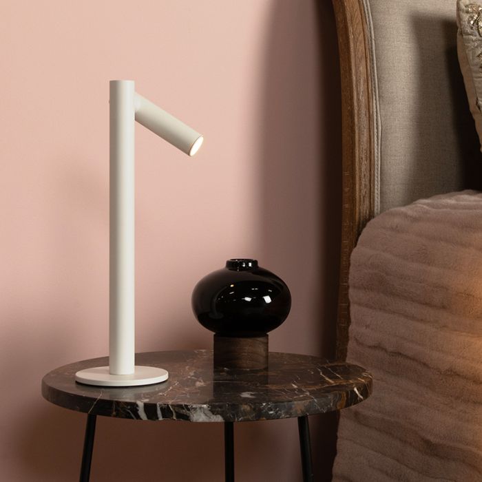 Weiße aufladbare Tischlampe Modern, Antrim, 2,2W, 2700K LED, IP54, mit Touch-Dimmer