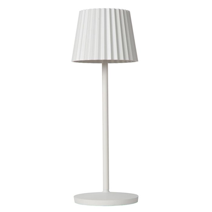 Weiße Außen Tischleuchte Landhaus, Justine, 2W, 2700K LED, IP54, mit Touch-Dimmer