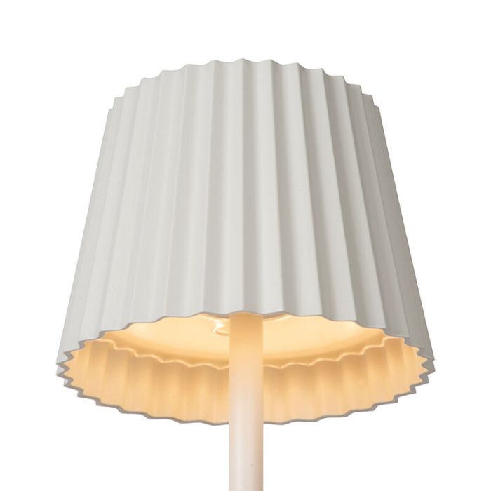 Weiße Außen Tischleuchte Landhaus, Justine, 2W, 2700K LED, IP54, mit Touch-Dimmer