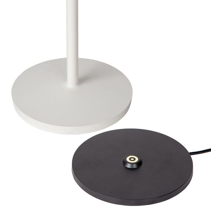Weiße Außen Tischleuchte Landhaus, Justine, 2W, 2700K LED, IP54, mit Touch-Dimmer