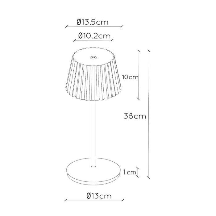 Beige Außen Tischleuchte Landhaus, Justine, 2W, 2700K LED, IP54, mit Touch-Dimmer