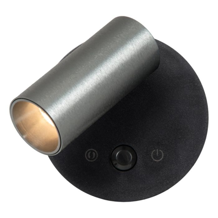Graue aufladbare Wandleuchte Modern, Toni, 2W, 2700-4000K, mit Touch-Dimmer