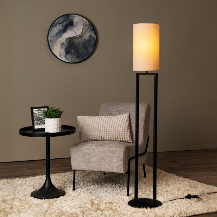 Beige Stehlampe Landhaus, Herman, mit Schalter