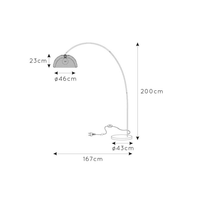 Schwarze Bogenlampe Modern, Mesh, mit Schalter
