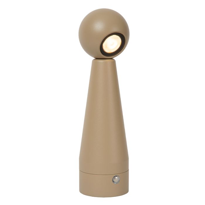 Taupe aufladbare Tischlampe Modern, Ipsos, 3W, dim to warm LED, mit Touch-Dimmer