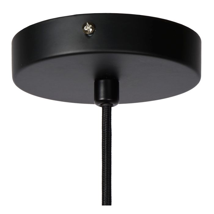 Schwarze Pendelleuchte Alban, Rattan, ländlich
