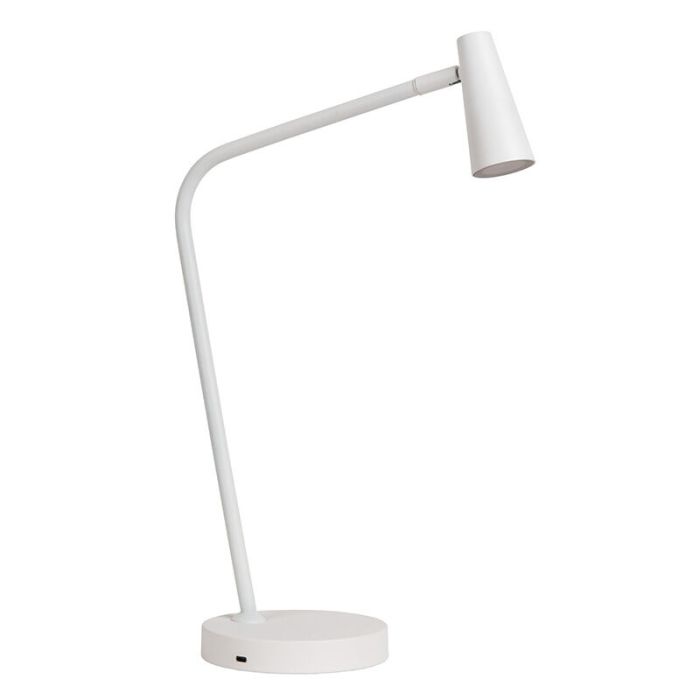 Weiße aufladbare Tischlampe Modern, Stirling, 3W, 2700K LED, mit Touch-Dimmer