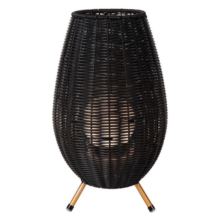 Schwarze Außen Tischleuchte Landhaus, Colin, 3W, 3000K LED, IP44, 3-stufig dimmbar