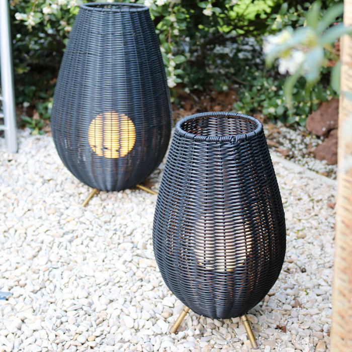 Schwarze Außen Tischleuchte Landhaus, Colin, 3W, 3000K LED, IP44, 3-stufig dimmbar
