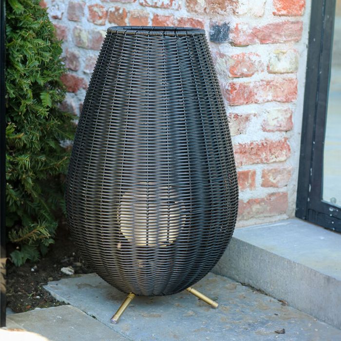 Schwarze Außen Tischleuchte Landhaus, Colin, 3W, 3000K LED, IP44, 3-stufig dimmbar