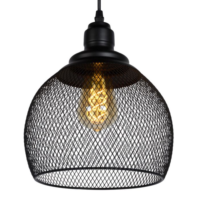 Schwarze Pendelleuchte Retro, Mesh