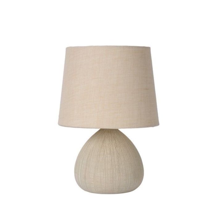 Keramik Tischleuchte Beige, Ramzi, mit Schalter