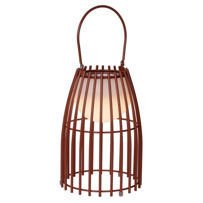 Rostfarbene Außen Tischleuchte Retro, Fjara, 0,3W, 2700K LED, IP44, mit Touch-Dimmer