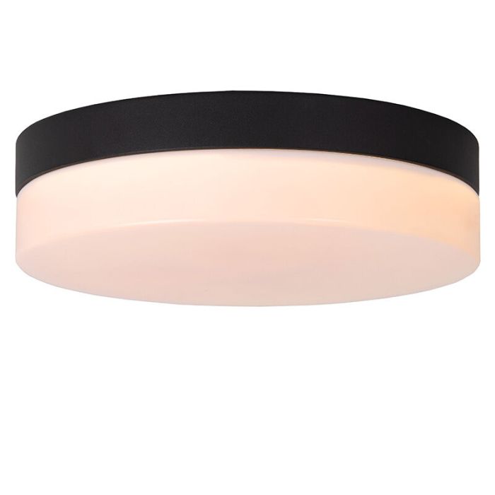 Schwarze Badezimmer Deckenleuchte Kunststoff, Biskit, 12W, 2700K LED, IP44