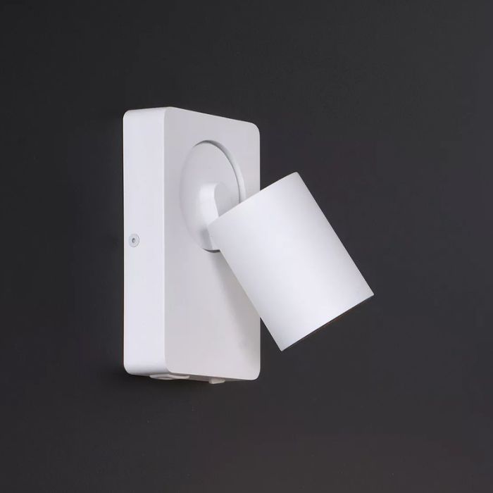 Weiße Wandstrahler Modern, Nigel, mit Schalter