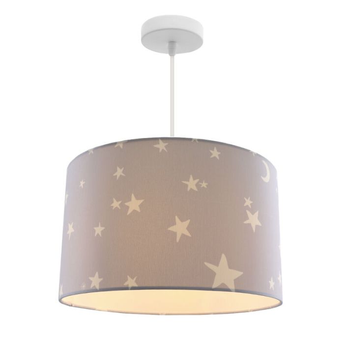 Graue Kinder Pendelleuchte Stars, Stoff