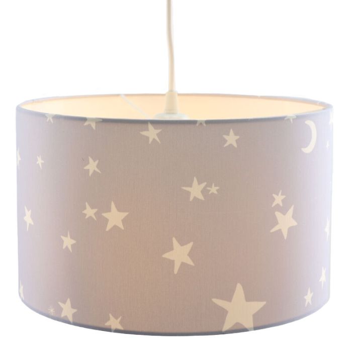 Graue Kinder Pendelleuchte Stars, Stoff