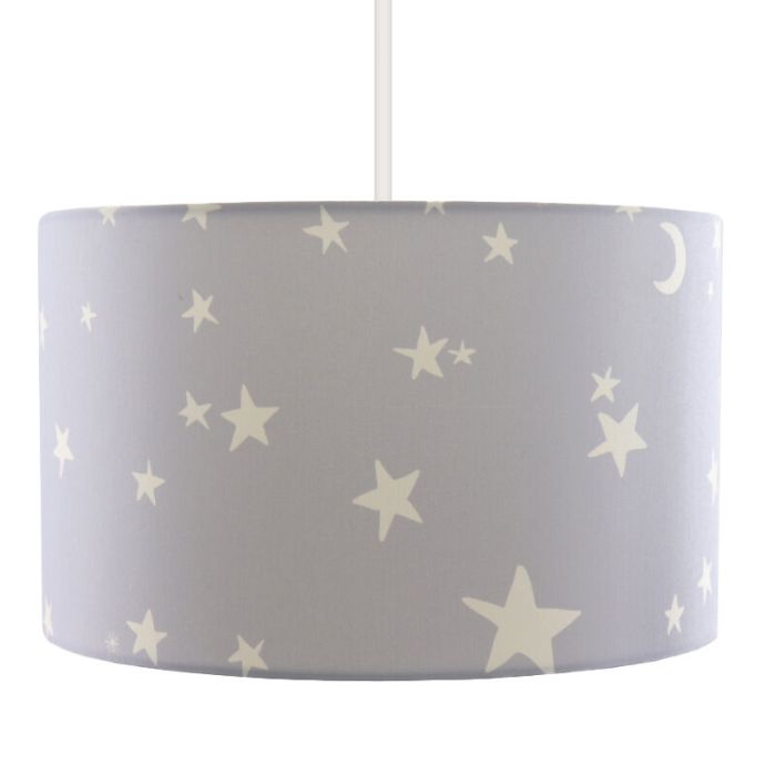 Graue Kinder Pendelleuchte Stars, Stoff