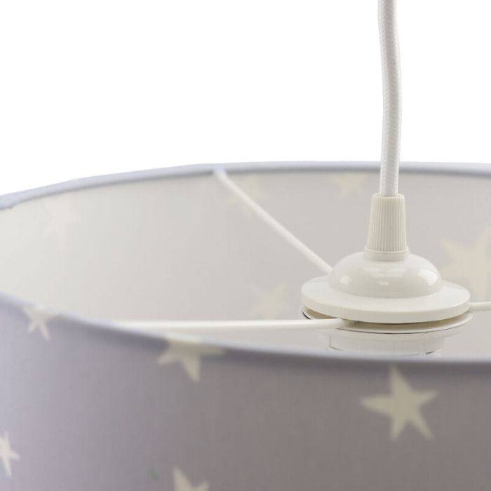 Graue Kinder Pendelleuchte Stars, Stoff