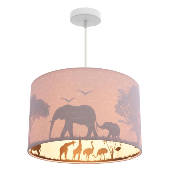 Pink Kinder Pendelleuchte Safari, Stoff