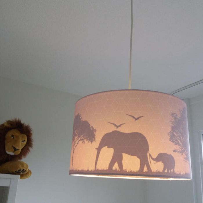Pink Kinder Pendelleuchte Safari, Stoff