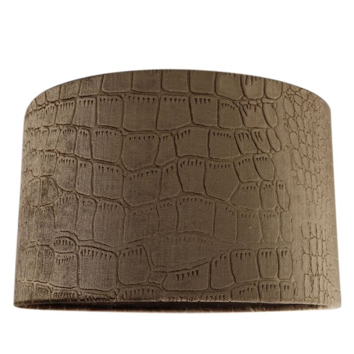 30 cm Samt Lampenschirm Braun Kroko Stoff, Emilius