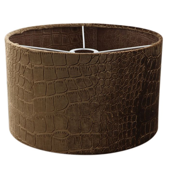30 cm Samt Lampenschirm Braun Kroko Stoff, Emilius