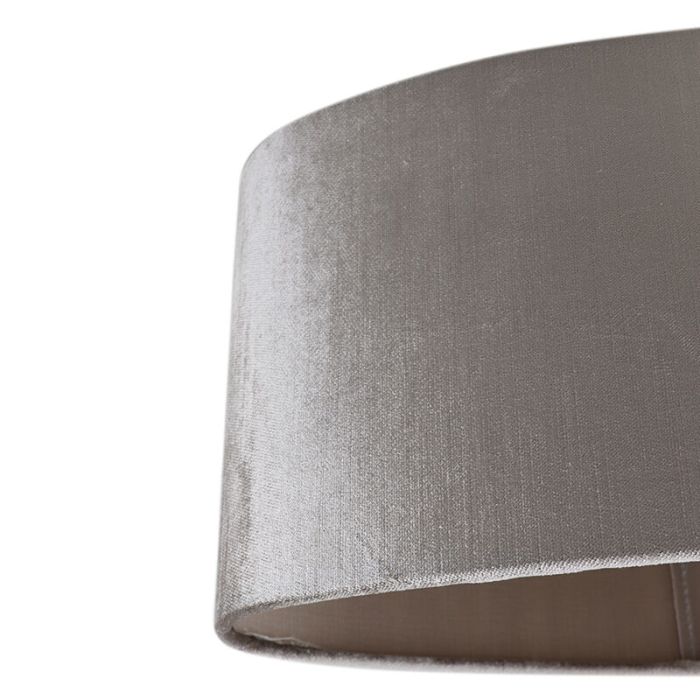 40 cm Ovaler Samt Lampenschirm Grau, Rody