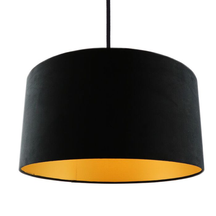 Pendelleuchte Urvin, Schwarz/gold Velours, 50 cm