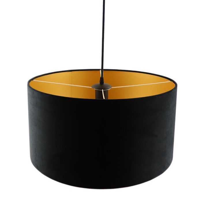 Pendelleuchte Urvin, Schwarz/gold Velours, 50 cm