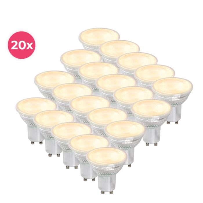 20er Pack Dimmbare transparente GU10 LED-Lampe Antonie, 5 W, warmweiß