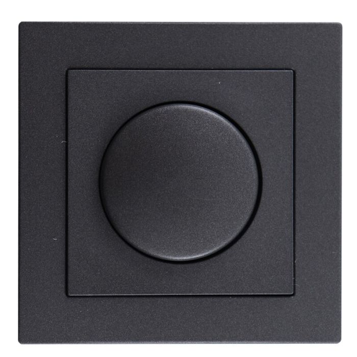 LED-Dimmer, 0,5 - 200W, mit anthrazit Abdeckrahmen und Zentralplatte