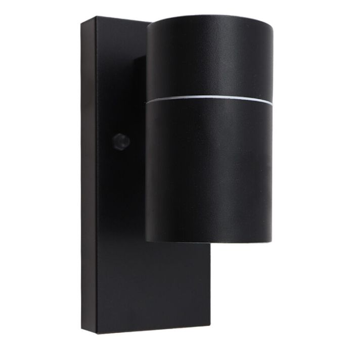 Moderne Außen Wandleuchte mit Dämmerungsmelder Schwarz, Pedro, IP44