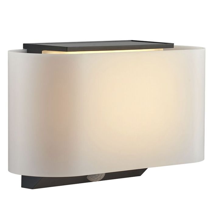Weiße Solar Außen Wandleuchte Modern, Piola, IP44