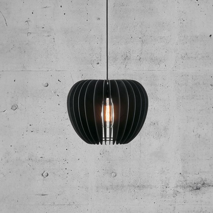 Schwarze Pendelleuchte Holz, Tribeca