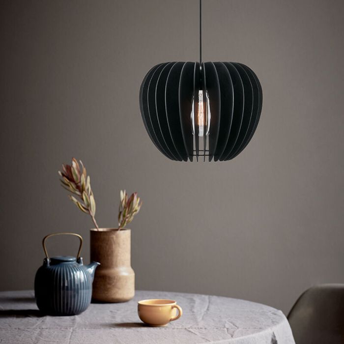 Schwarze Pendelleuchte Holz, Tribeca