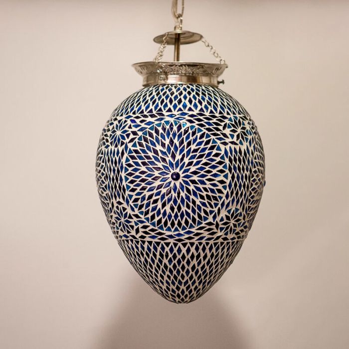 Blaue Mosaik Pendelleuchte Orientalisch, Isa